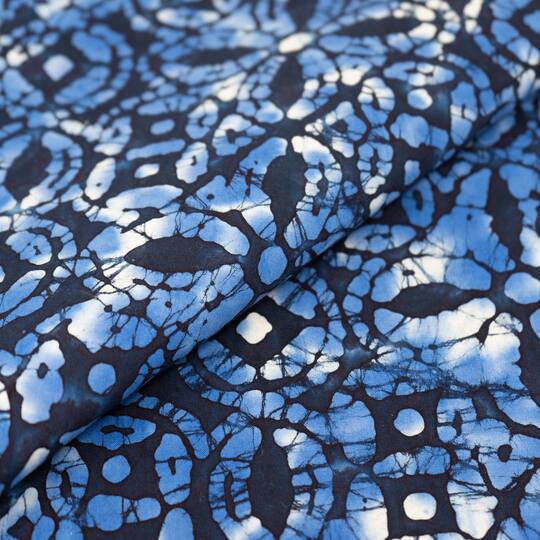 SINGER Batik Blue Ink Flowers Cotton Fabric